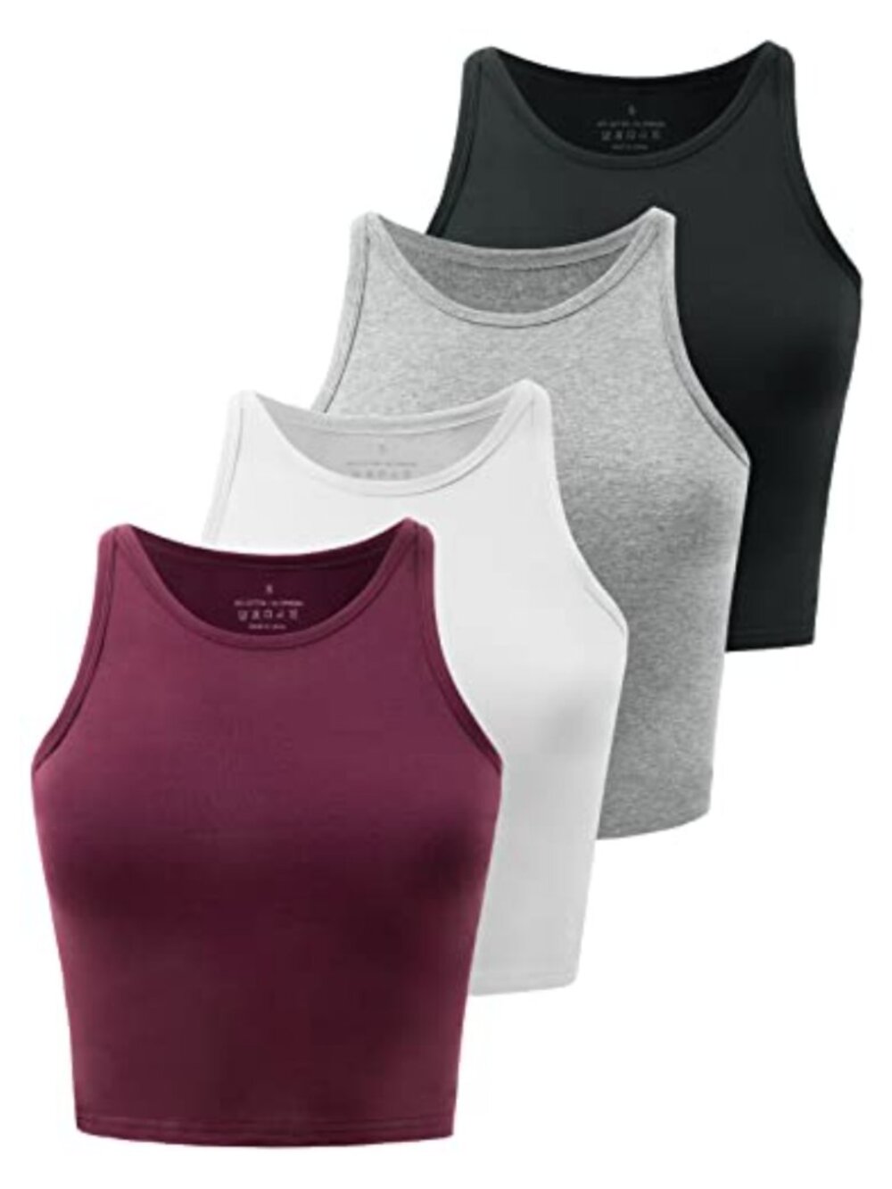 Cotton Crop Tops Women Workout Cropped Tank Top Racerback 4 Pack